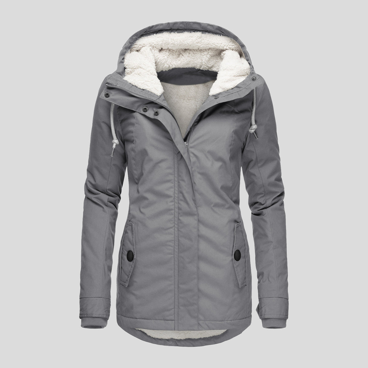 Loom & Soul™ Veste polaire à capuche confortable – Manteau d'hiver chaud zippé pour femme avec poches et doublure en fausse fourrure