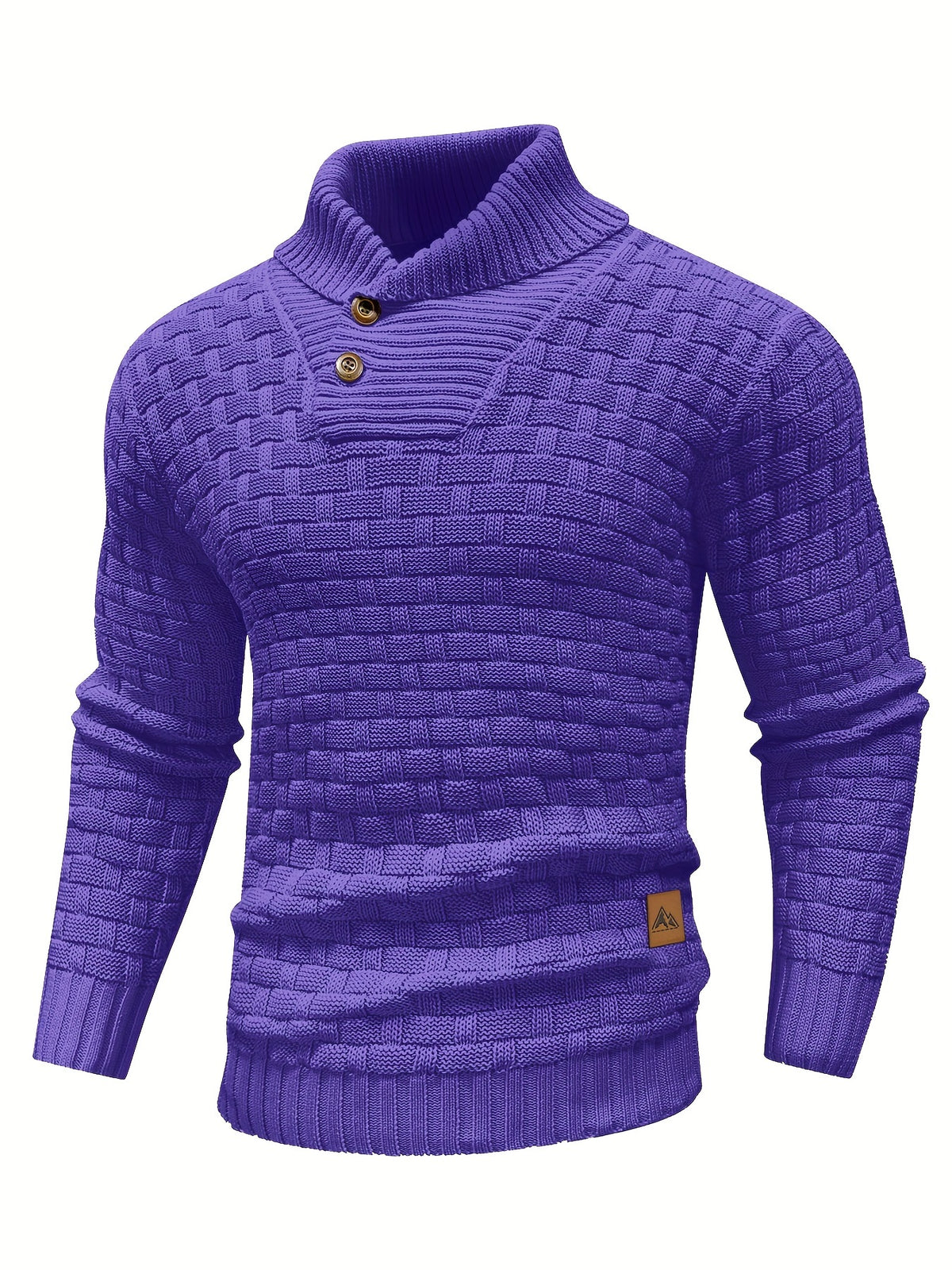 Pull en tricot gaufré pour homme – Grande élasticité avec col à revers