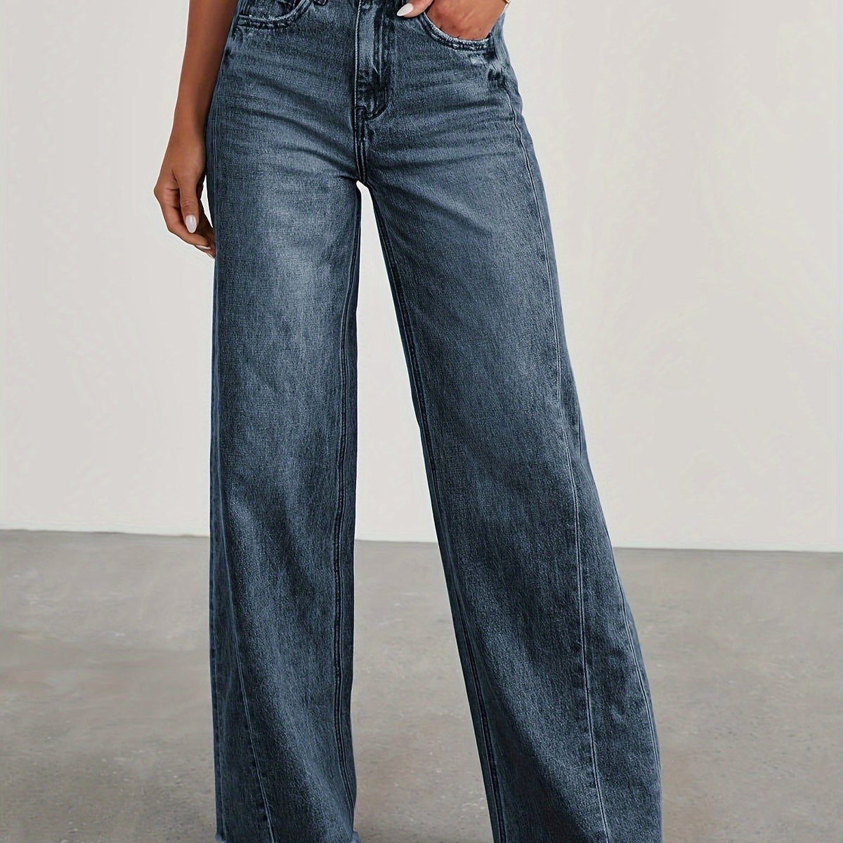 Jean taille haute ample pour femme – Denim décontracté extensible