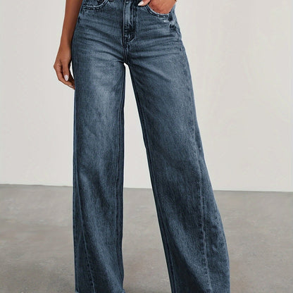 Jean taille haute ample pour femme – Denim décontracté extensible