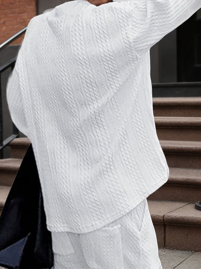 Men’s V-Neck Knit Sweater – Jacquard Rib Casual Pullover