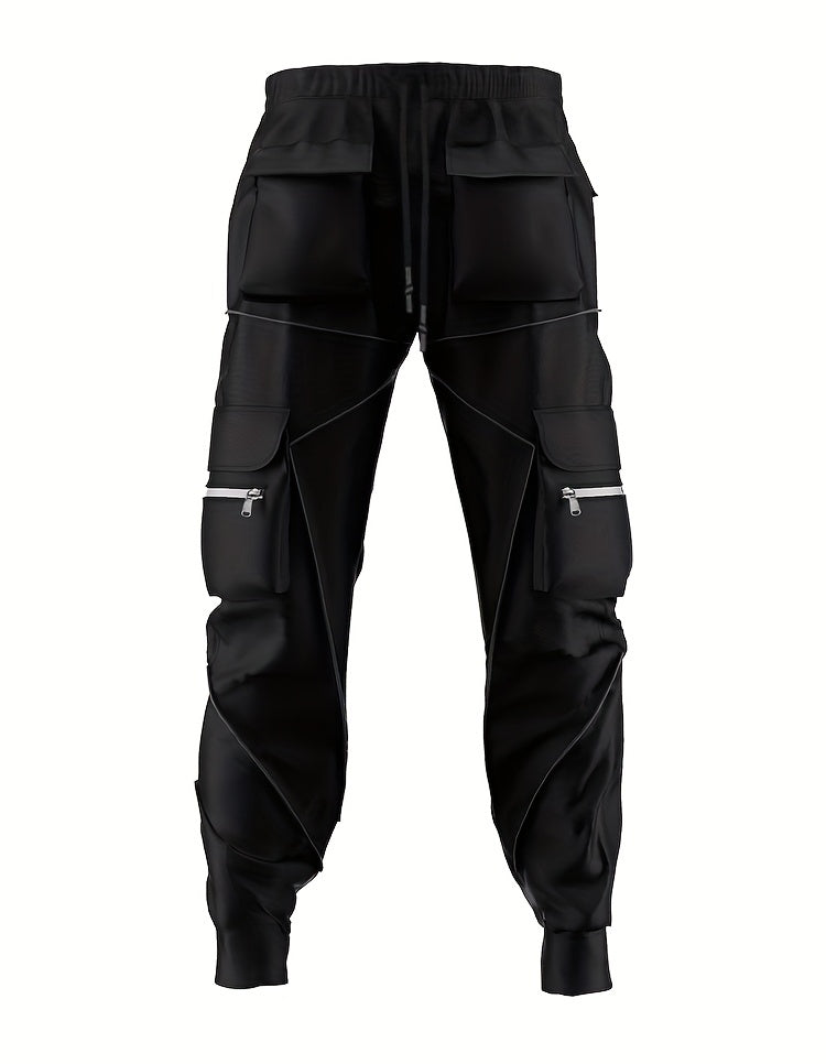 Pantalones cargo reflectantes para hombre – Pantalones deportivos holgados multibolsillos