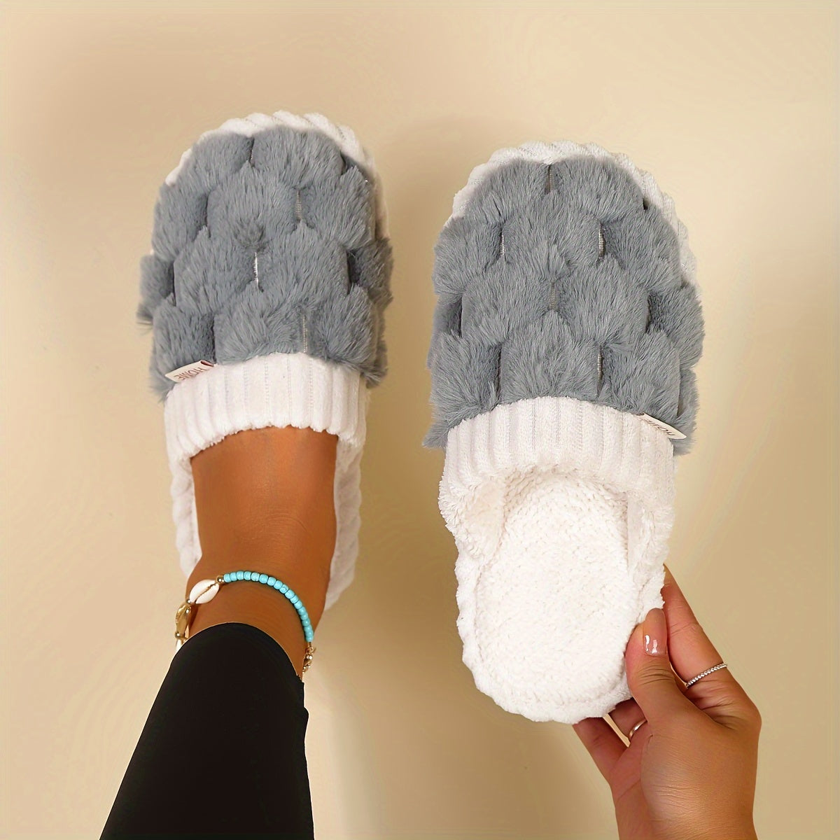 Pantoufles doublées de luxe pour femme – Confort intérieur et extérieur facile à enfiler