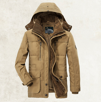 Manteau en coton à capuche pour homme – Cardigan d'hiver épais multi-poches
