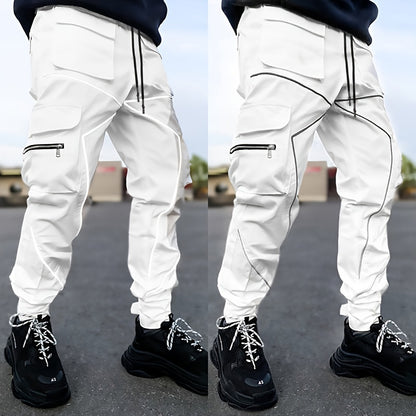 Pantalones cargo reflectantes para hombre – Pantalones deportivos holgados multibolsillos