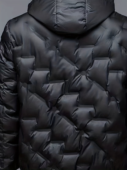 Men’s Windproof Hooded Jacket – Full-Zip Outdoor Winter Coat