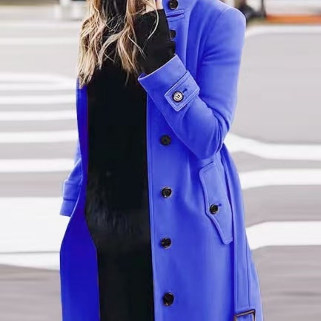 Loom & Soul™ Woolen Stand-Collar Coat – Women’s Slim-Fit Winter Cardigan with Single-Breasted Design