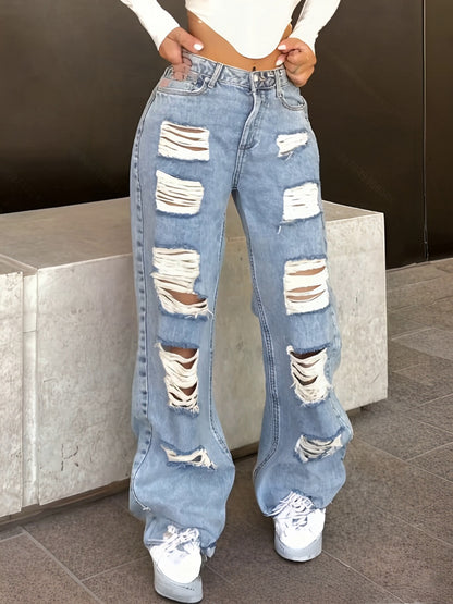 Jean Large Coupe Vintage Effet Délavé – Denim Urbain Bleu Lavé Classique