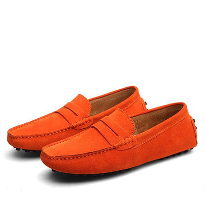 Loom & Soul Men’s Casual Leather Shoes – Genuine Cowhide Upper, Pigskin Lining, Anti-Skid Rubber Sole, Round Toe Slip-On Comfort