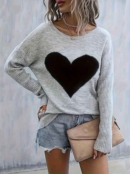 Haut cœur noir pour femme – Blouse élégante à col rond, toutes saisons