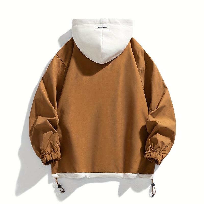 Veste zippée color block Loom & Soul pour homme – Coupe-vent léger à capuche
