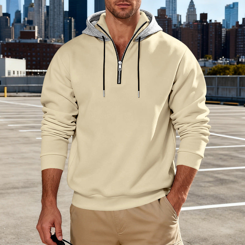 Haut à capuche pour homme avec col montant – Sweat décontracté de luxe pour les trajets quotidiens