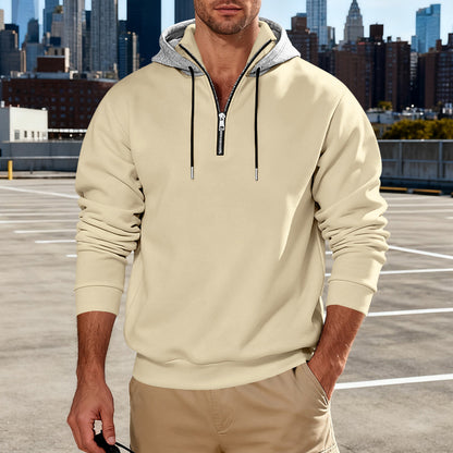 Haut à capuche pour homme avec col montant – Sweat décontracté de luxe pour les trajets quotidiens