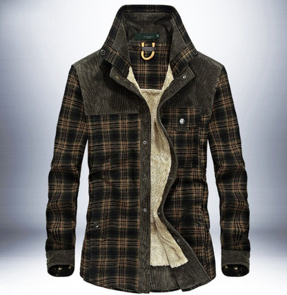 Veste à carreaux d'hiver Loom & Soul™ pour homme – Manteau militaire épais en coton doublé de polaire pour la chaleur et un style classique