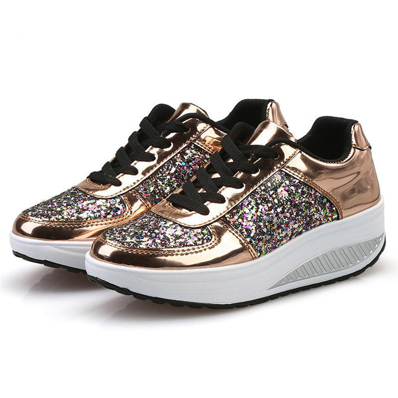 Baskets montantes à sequins Loom & Soul™ pour femme – Chaussures vulcanisées en toile et cuir avec bride arrière