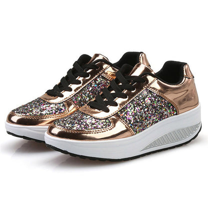 Baskets montantes à sequins Loom & Soul™ pour femme – Chaussures vulcanisées en toile et cuir avec bride arrière