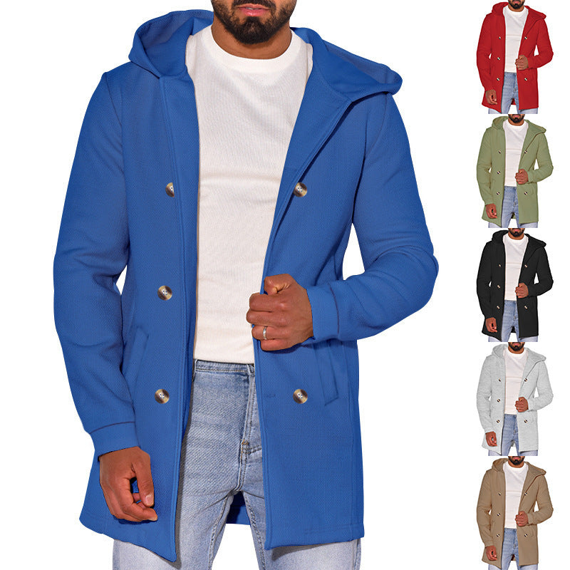 Trench-coat en laine slim pour homme avec capuche – Un style polyvalent pour toutes les saisons