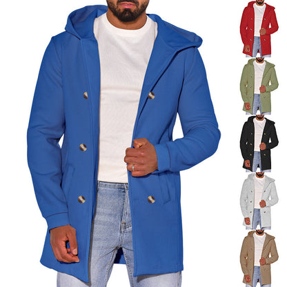 Trench-coat en laine slim pour homme avec capuche – Un style polyvalent pour toutes les saisons