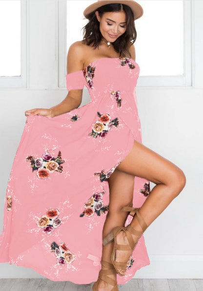 Boho Off-Shoulder Maxi Dress – Summer Beach Flow Dress for Women