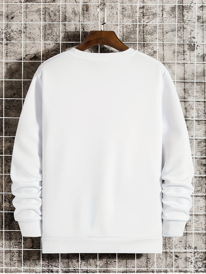 Sweat-shirt imprimé col rond pour homme – Pull tendance décontracté streetwear