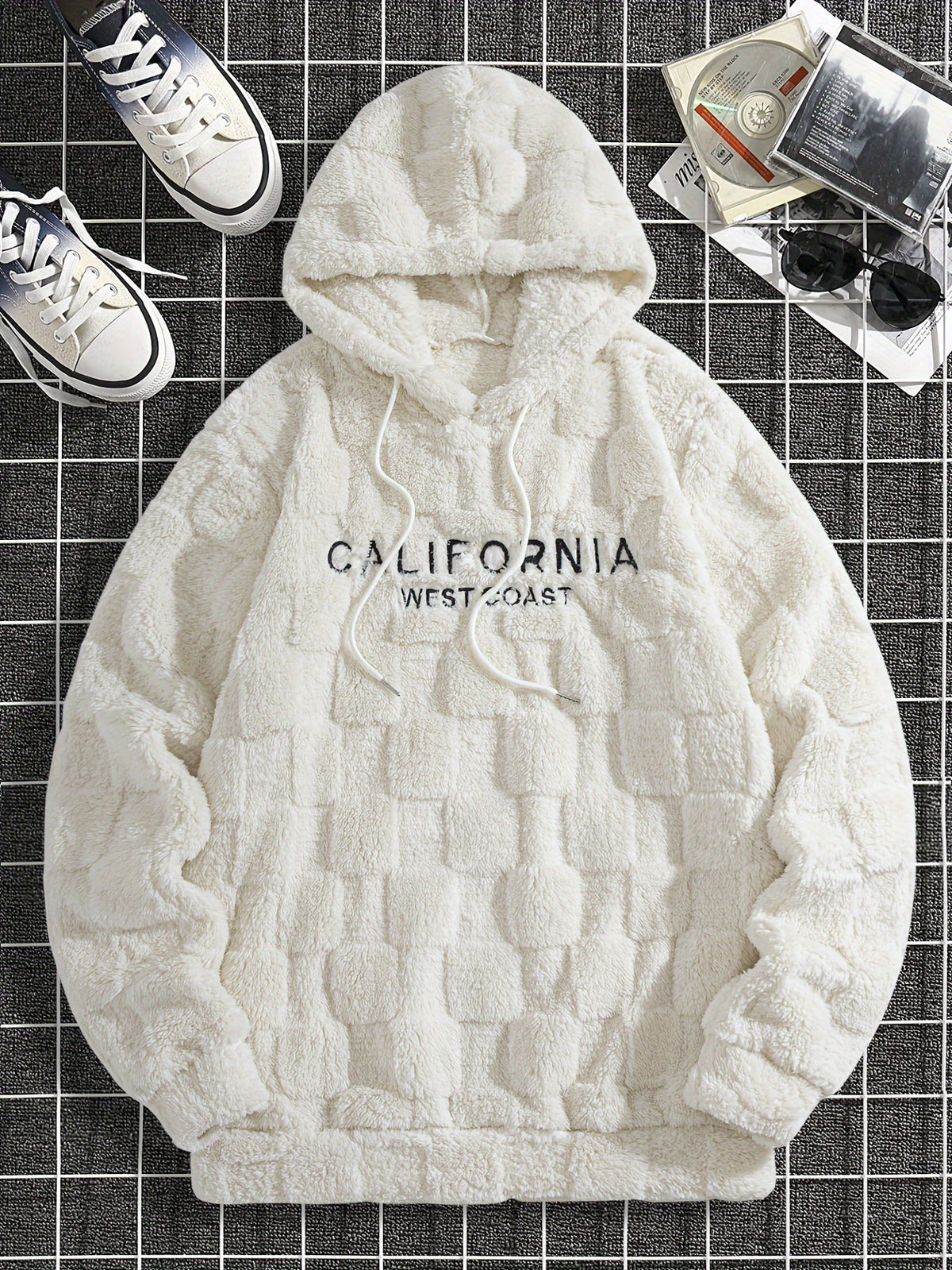Sweat à capuche en molleton Westcoast pour homme – Pull à carreaux épais brodé