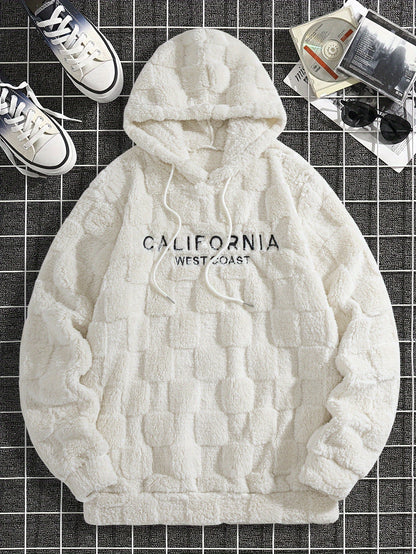Sweat à capuche en molleton Westcoast pour homme – Pull à carreaux épais brodé