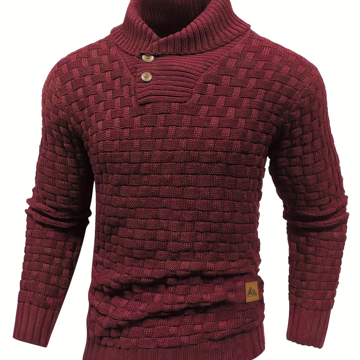 Pull en tricot gaufré pour homme – Grande élasticité avec col à revers