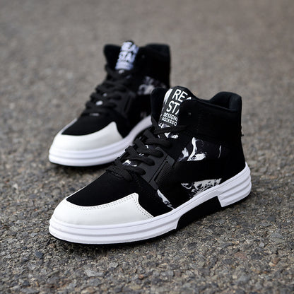 Loom & Soul™ Camouflage High-Top Lace-Up Shoes – Men’s Suede Leather Sneakers with Non-Slip Rubber Sole