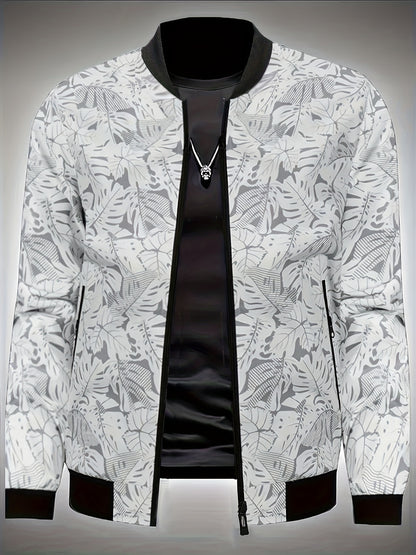 Veste de baseball imprimée pour homme – Manteau léger et décontracté à fermeture éclair style urbain