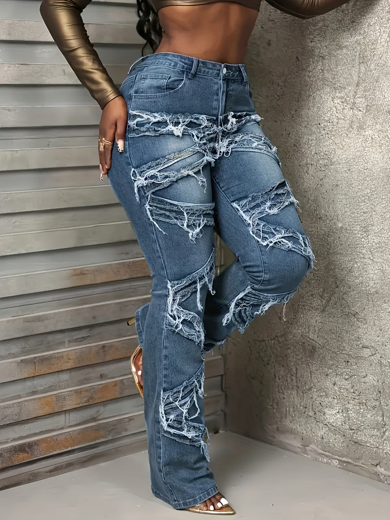 Jean bootcut sculptant incurvé – Denim extensible à bords bruts