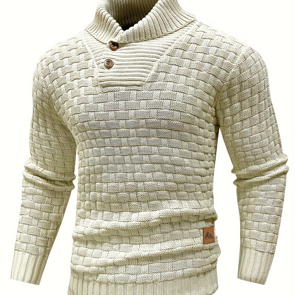 Pull en tricot gaufré pour homme – Grande élasticité avec col à revers