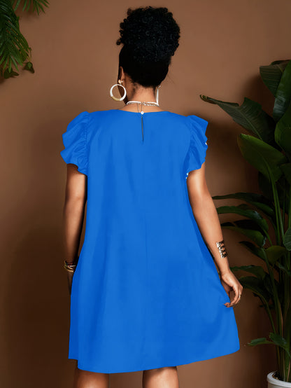 Robe soleil fleurie à manches volantées – Élégante robe d'été longueur genou