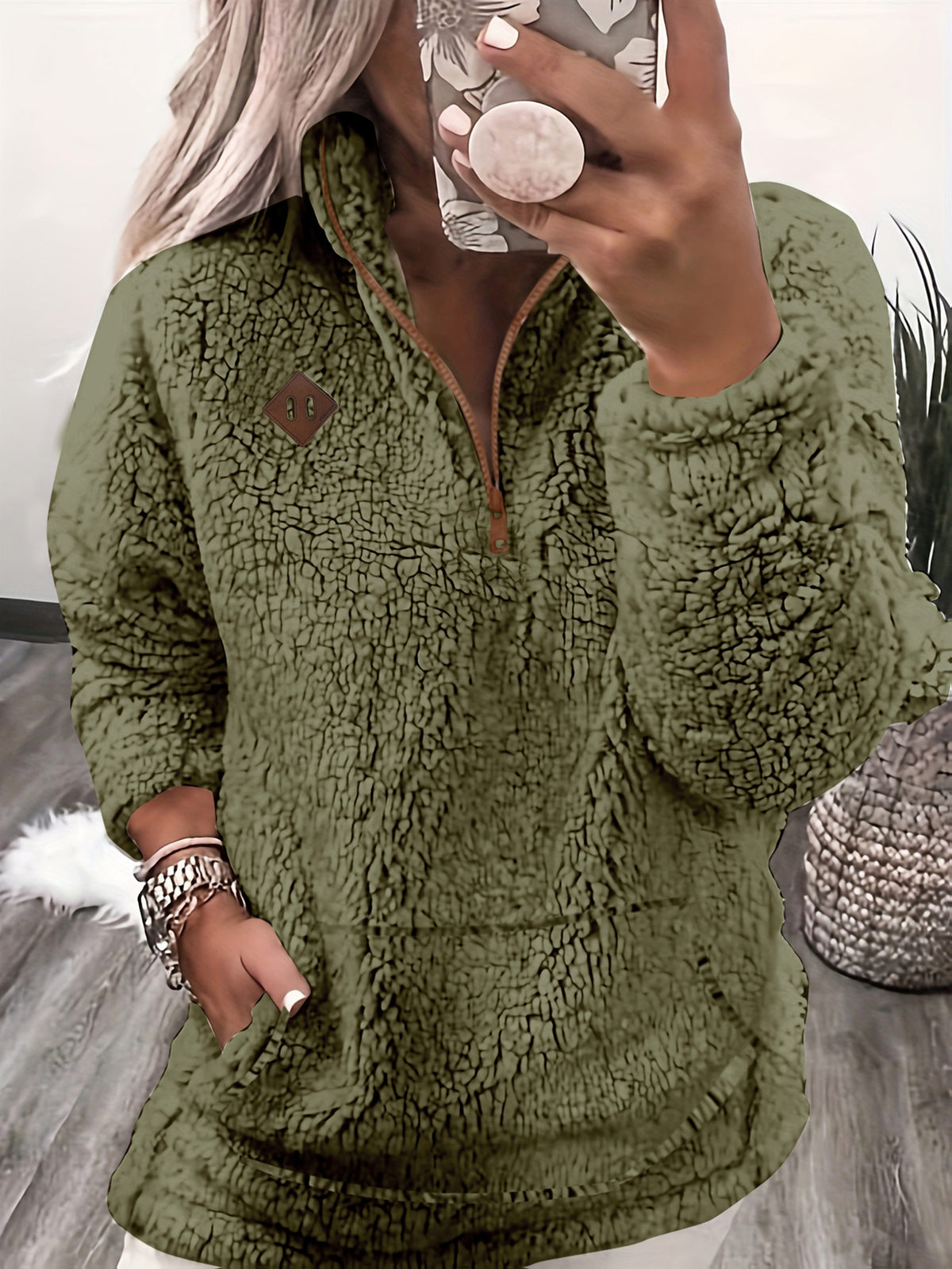 Sweat à capuche zippé douillet doublé polaire – Doux et décontracté pour femme