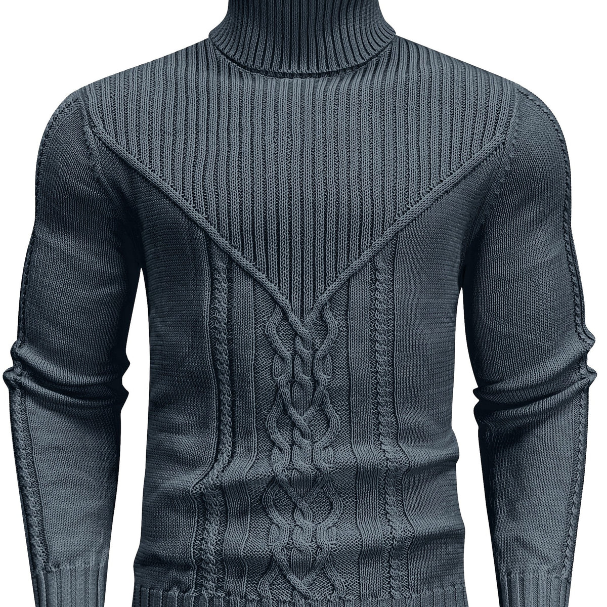 Suéter de cuello alto trenzado vintage para hombre – Jersey de punto clásico