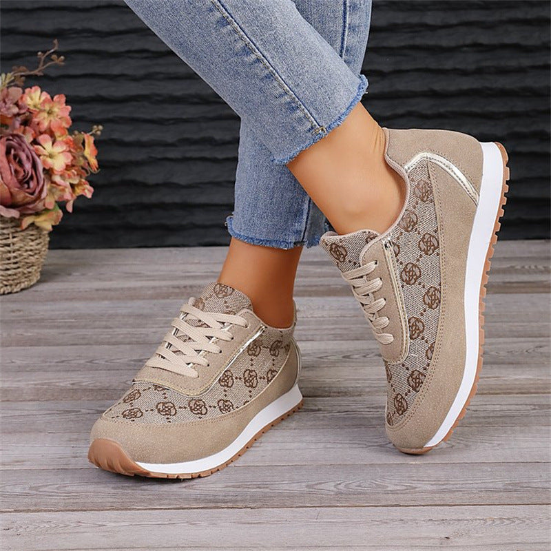 Baskets à lacets imprimé floral Loom & Soul pour femme – Chaussures de marche et de course légères en PU décontractées