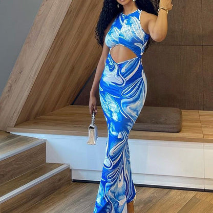 Backless Sleeveless Gradient Party Dress – Sexy Summer Club Dress