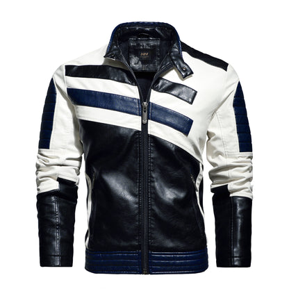 Blouson de moto en cuir pour homme – Coupe ajustée à col montant style aviateur