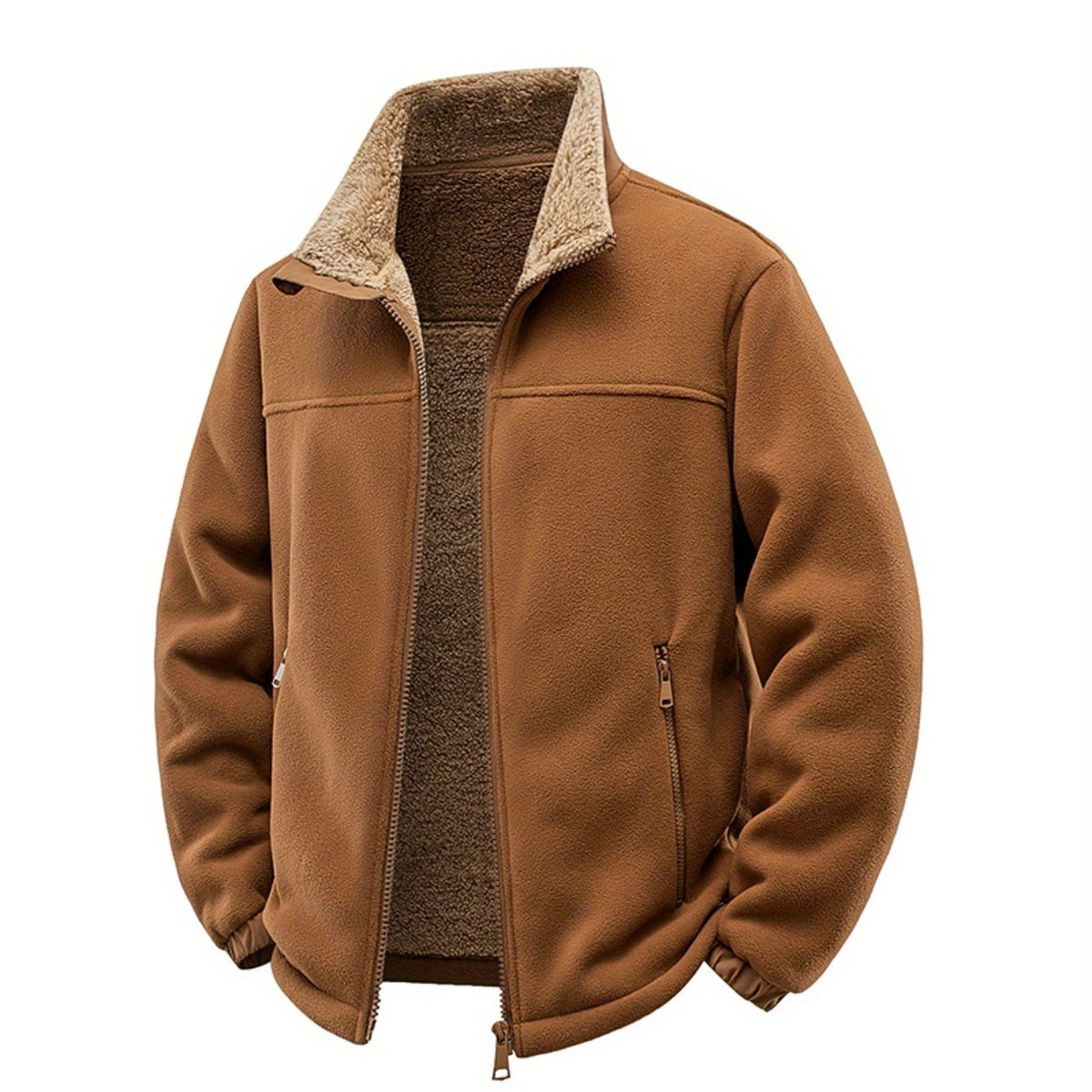 Men’s Fleece Zip Jacket – Warm Wind-Resistant Fall Winter Coat