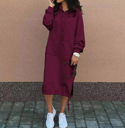 Women’s Hooded Long Sweatshirt – Drawstring Pocket Casual Fit