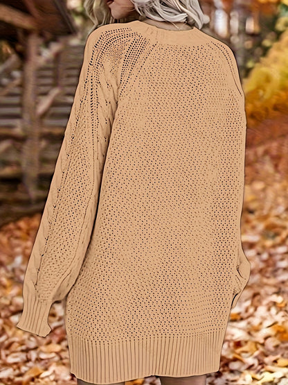 Pull Vika femme – Col rond ample en maille mi-longue