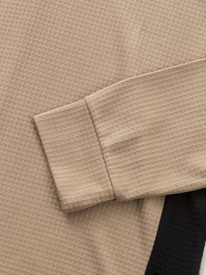 Men’s Waffle Henley Shirt – White & Black All-Season Button Top