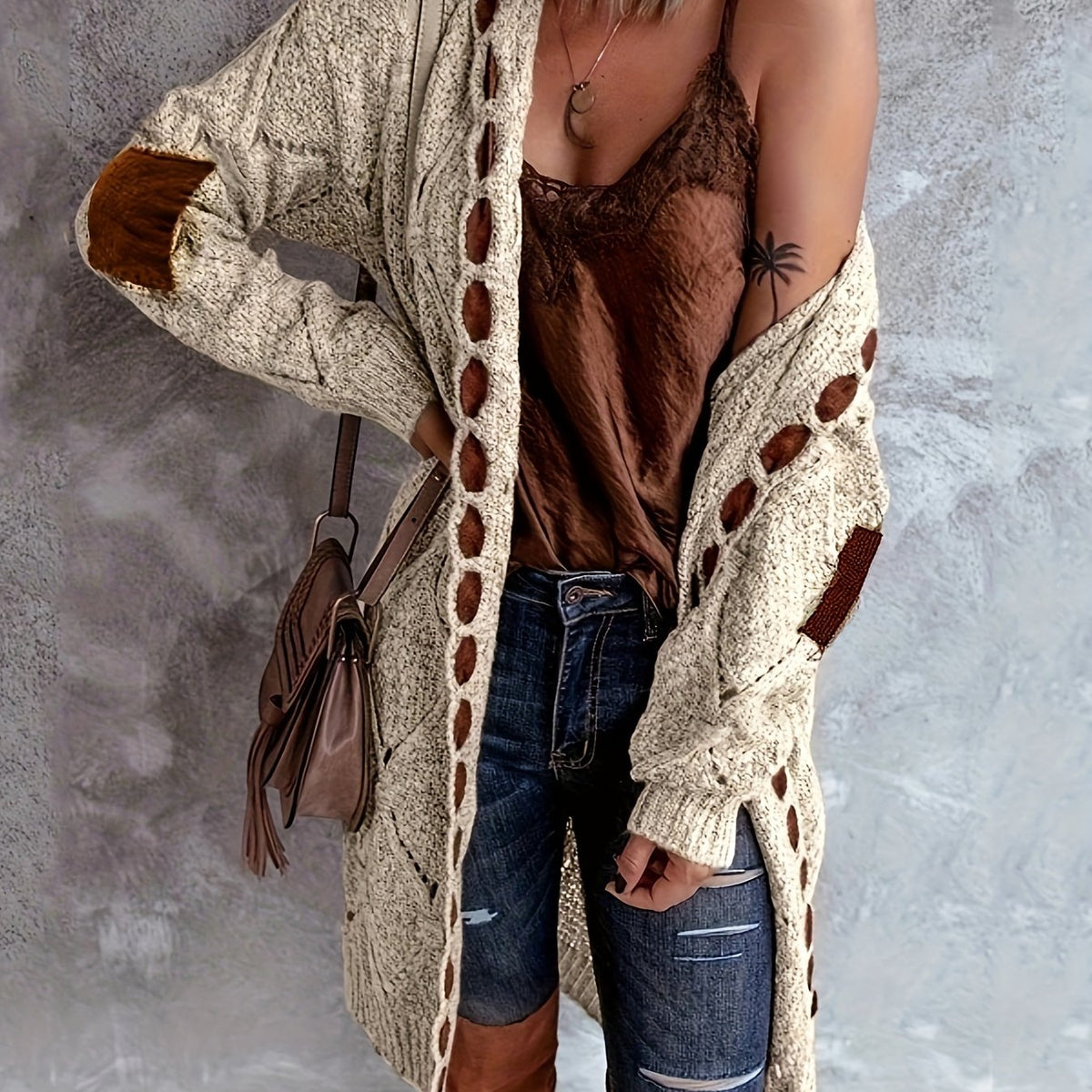 Vintage Open-Front Cardigan – Soft Knit Button Sweater for Fall/Winter