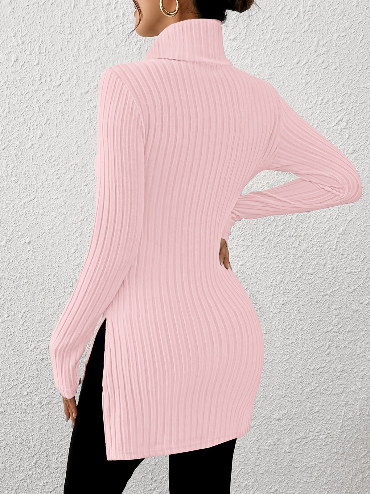 Haut élégant à col roulé pour femme – Tricot doux à manches longues et col montant