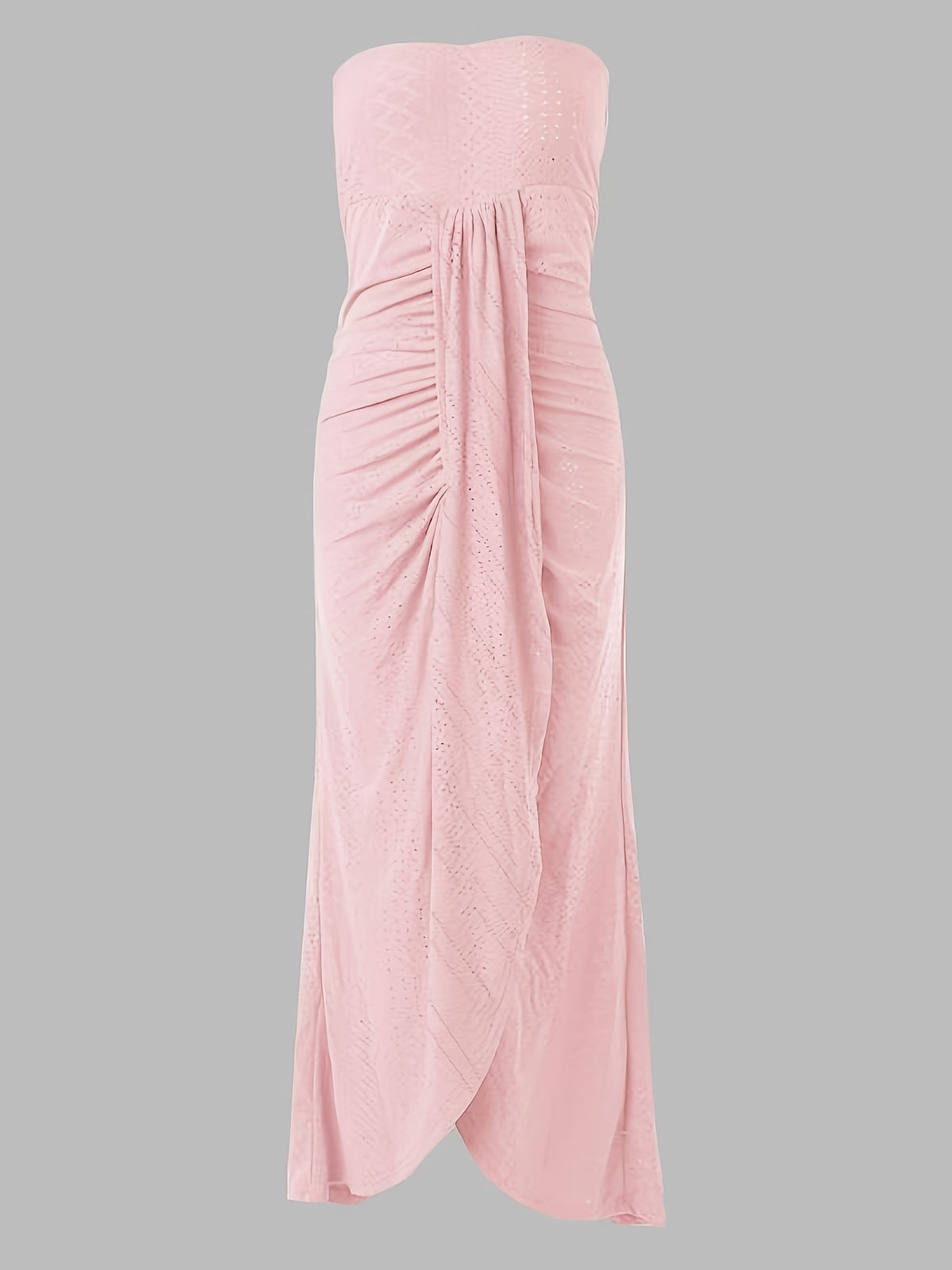 Robe Midi Brodé Épaules Dénudées – Robe Longue Élégante Fendue à Effet Cache-cœur