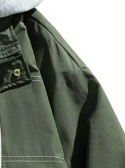 Veste zippée color block Loom & Soul pour homme – Coupe-vent léger à capuche