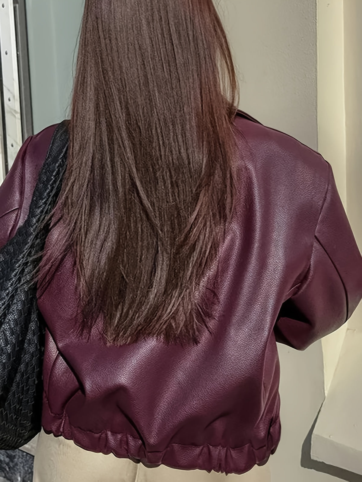 Veste de moto rétro pour femme – Manteau décontracté classique à revers toutes saisons