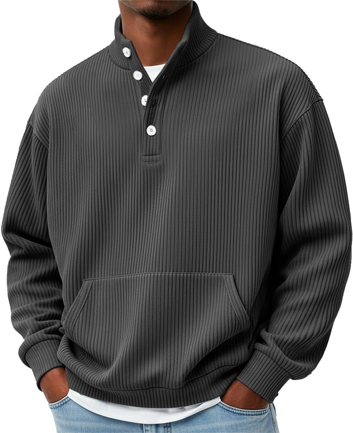 Men’s Solid Color Turtleneck Sweatshirt – Long Sleeve Casual Polo