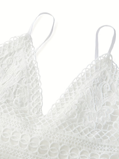 Robe courte blanche en dentelle à fines bretelles – Mini-robe élégante avec nœud au dos