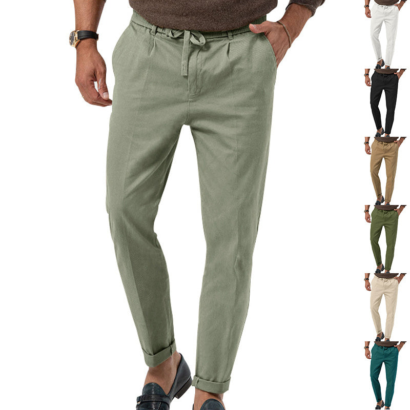 Pantalon de costume décontracté à cordon Loom & Soul™ pour homme – Coupe droite avec taille élastique et confort ajusté