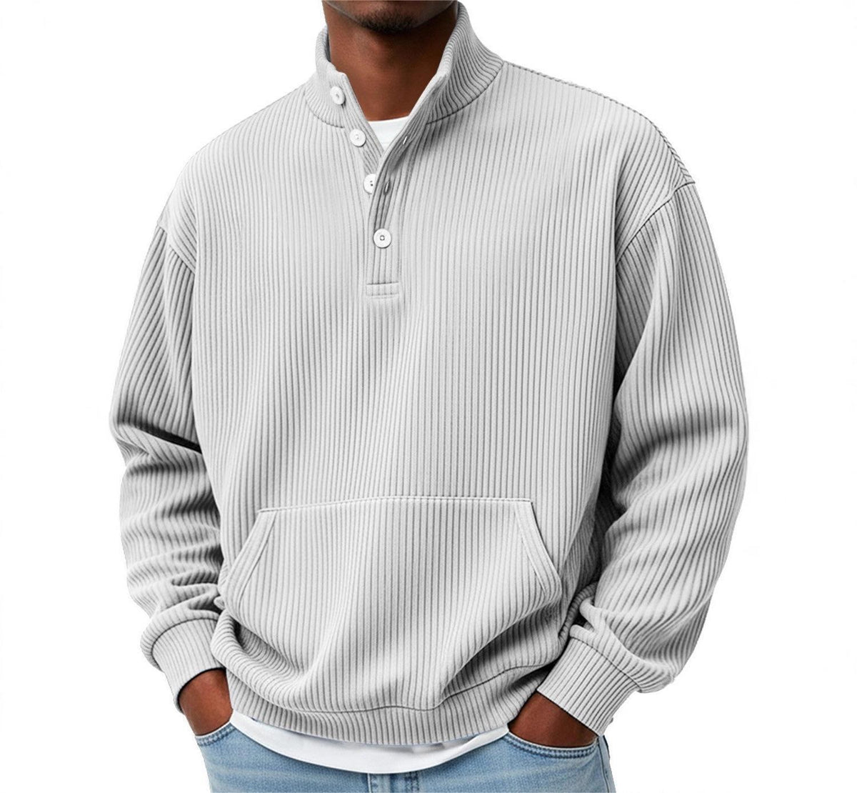 Men’s Solid Color Turtleneck Sweatshirt – Long Sleeve Casual Polo